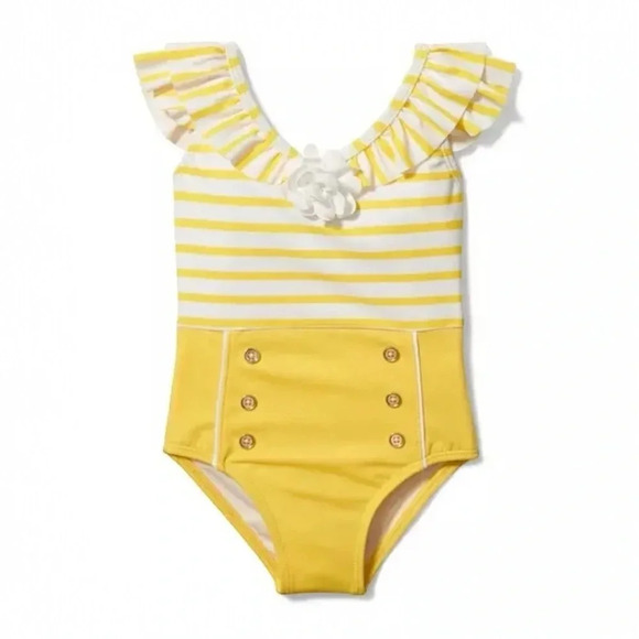 Janie & Jack | Ruffle Striped Swimsuit (3) 💛 - Picture 1 of 8